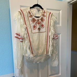 Anthropologie Beautiful Lace Blouse by Bl^nk